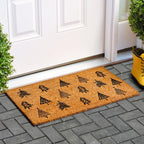 17" X 29" Natural and Black Coir Floral Welcome Outdoor Door Mat