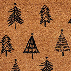 17" X 29" Natural and Black Coir Floral Welcome Outdoor Door Mat
