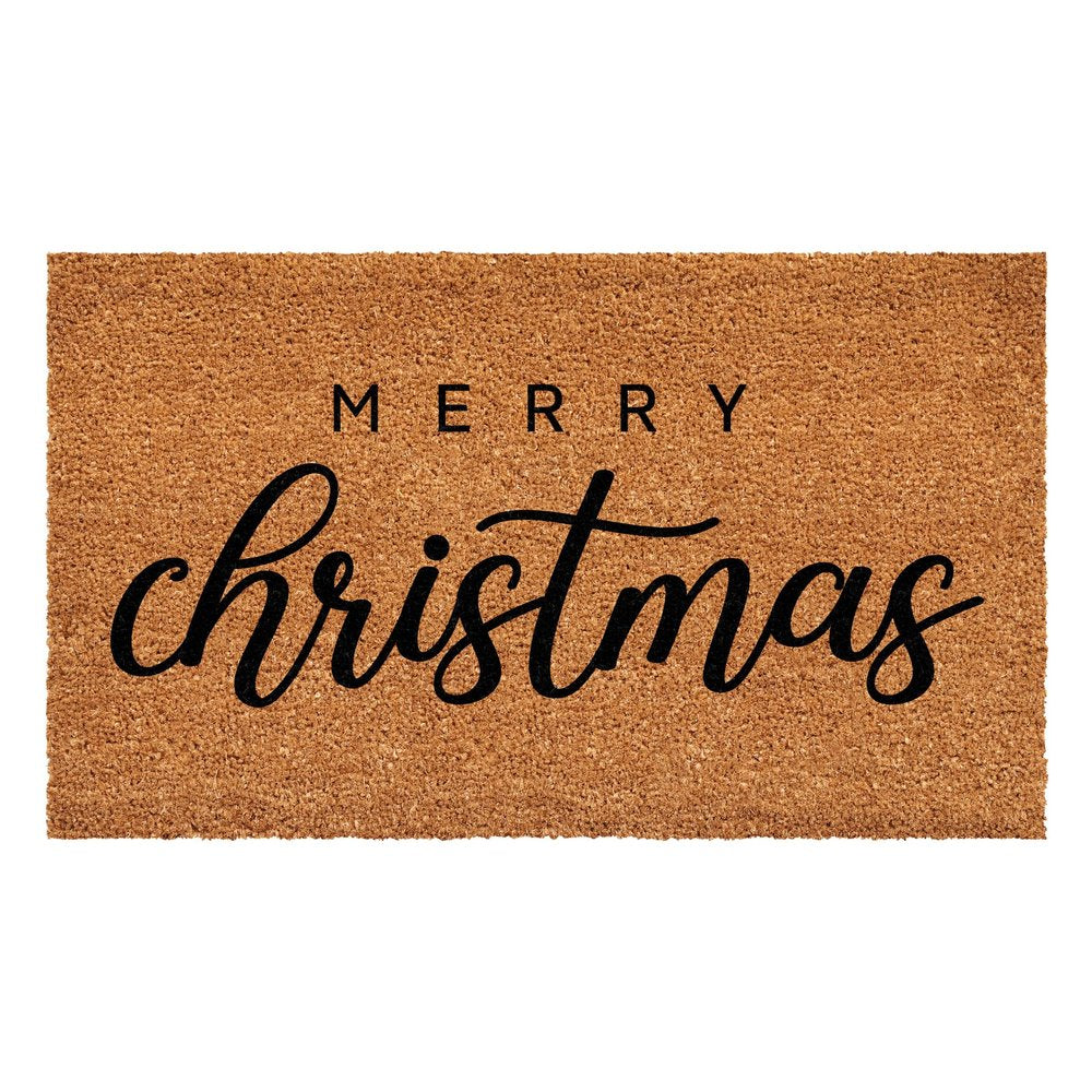 17" X 29" Natural and Black Coir Merry Christmas Outdoor Christmas Door Mat
