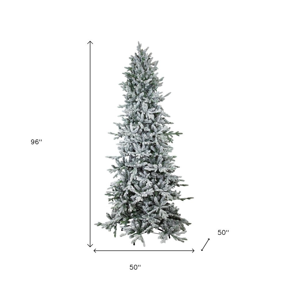 8' Slender Flocked Pine Christmas Tree