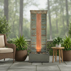 48" Gray Stone LED lights Garden Art