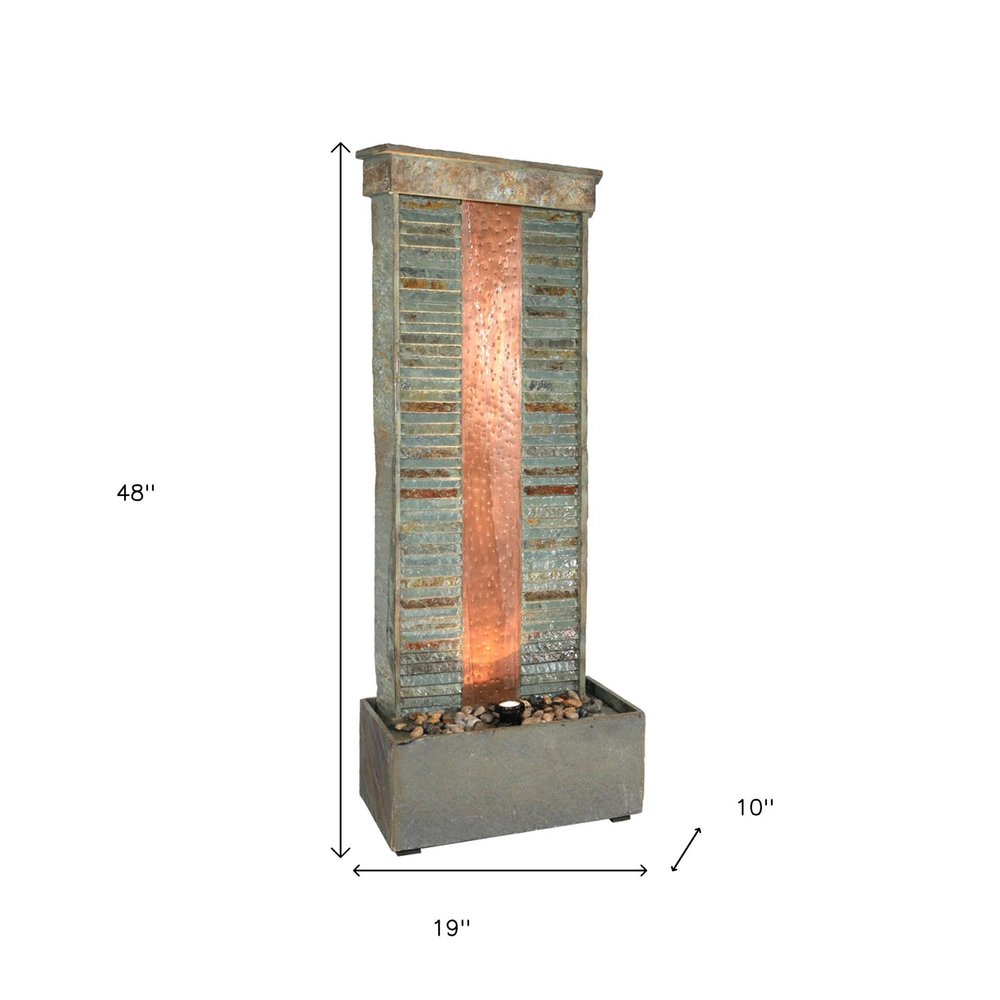 48" Gray Stone LED lights Garden Art