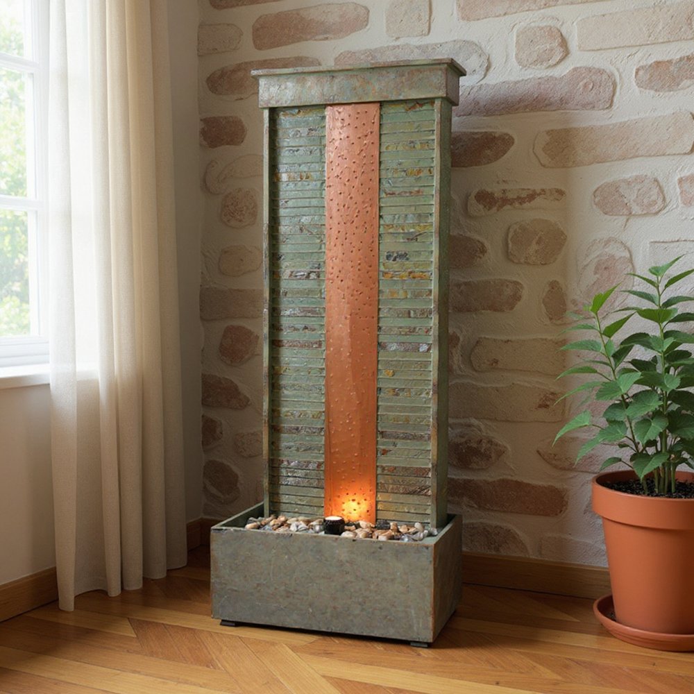 48" Gray Stone LED lights Garden Art