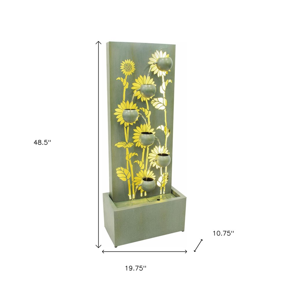 49" Light Green Steel LED lights Garden Art
