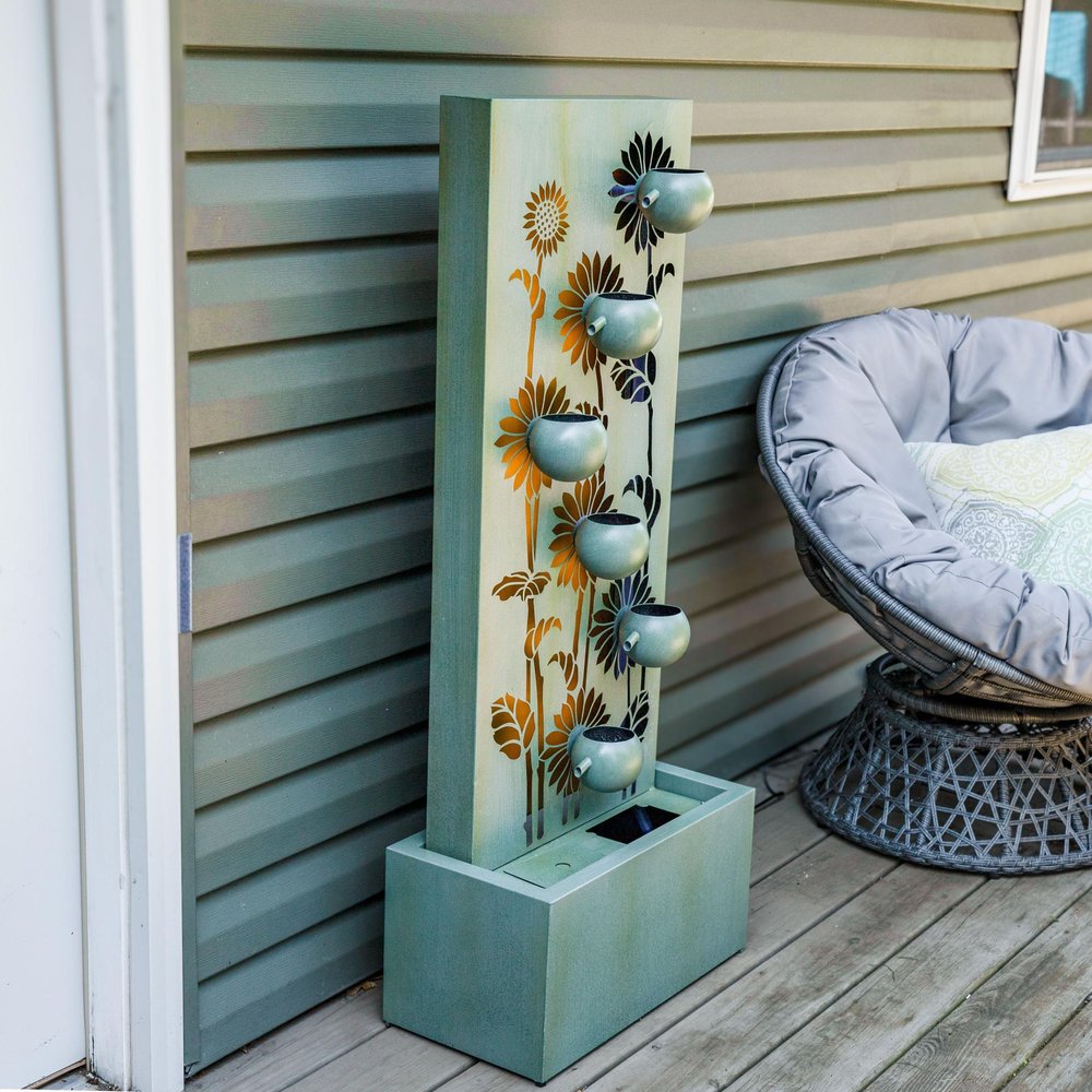 49" Light Green Steel LED lights Garden Art