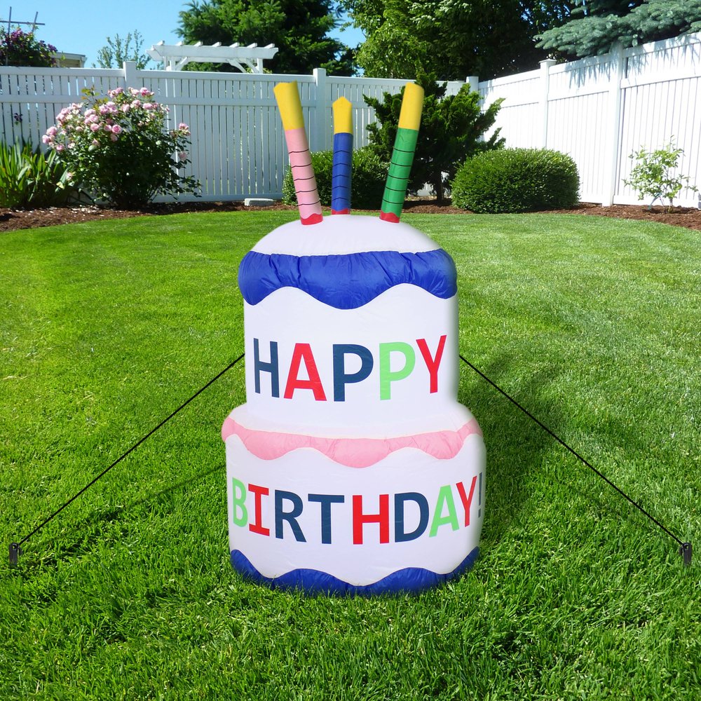 49" White Polyester Birthday LED lights Garden Art