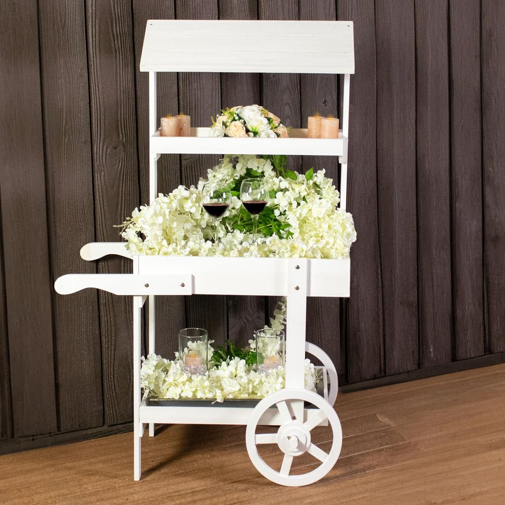 49" White Solid Wood Garden Art