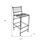 21" Black Steel Outdoor Accent Chair