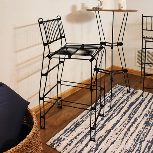 21" Black Steel Outdoor Accent Chair