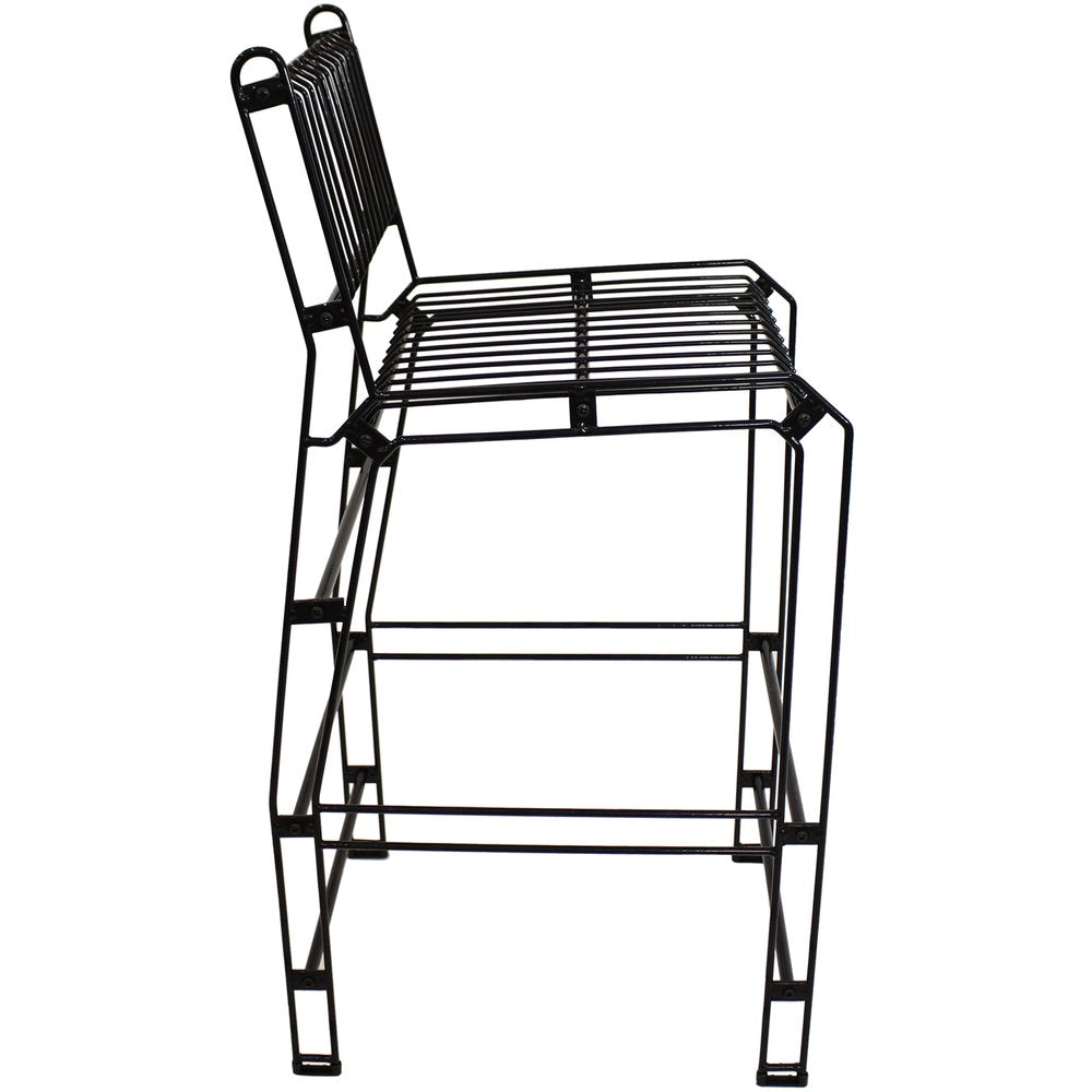 21" Black Steel Outdoor Accent Chair