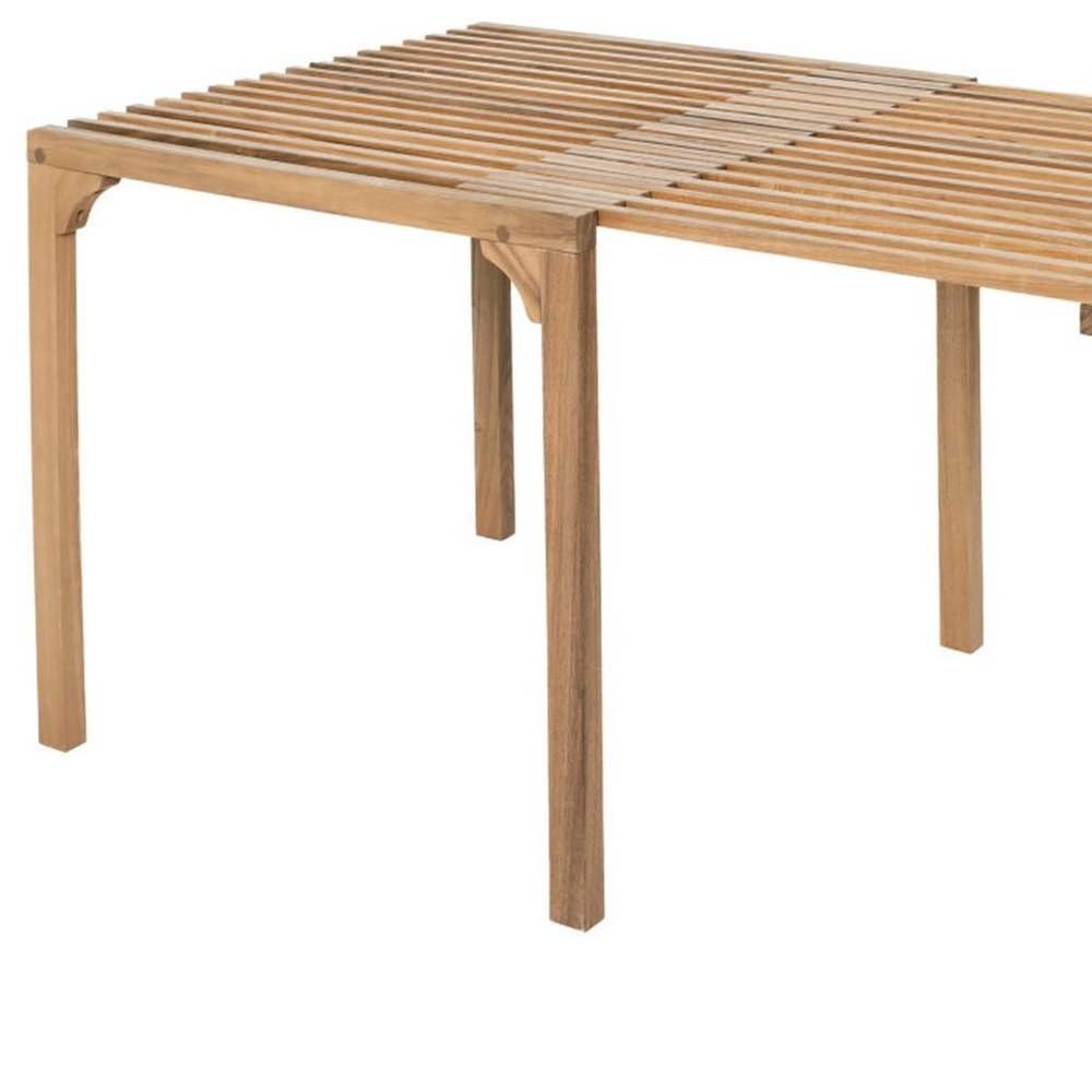 60" Natural Solid Wood Extendable Outdoor Dining Table