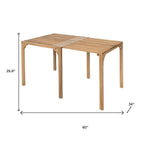 60" Natural Solid Wood Extendable Outdoor Dining Table