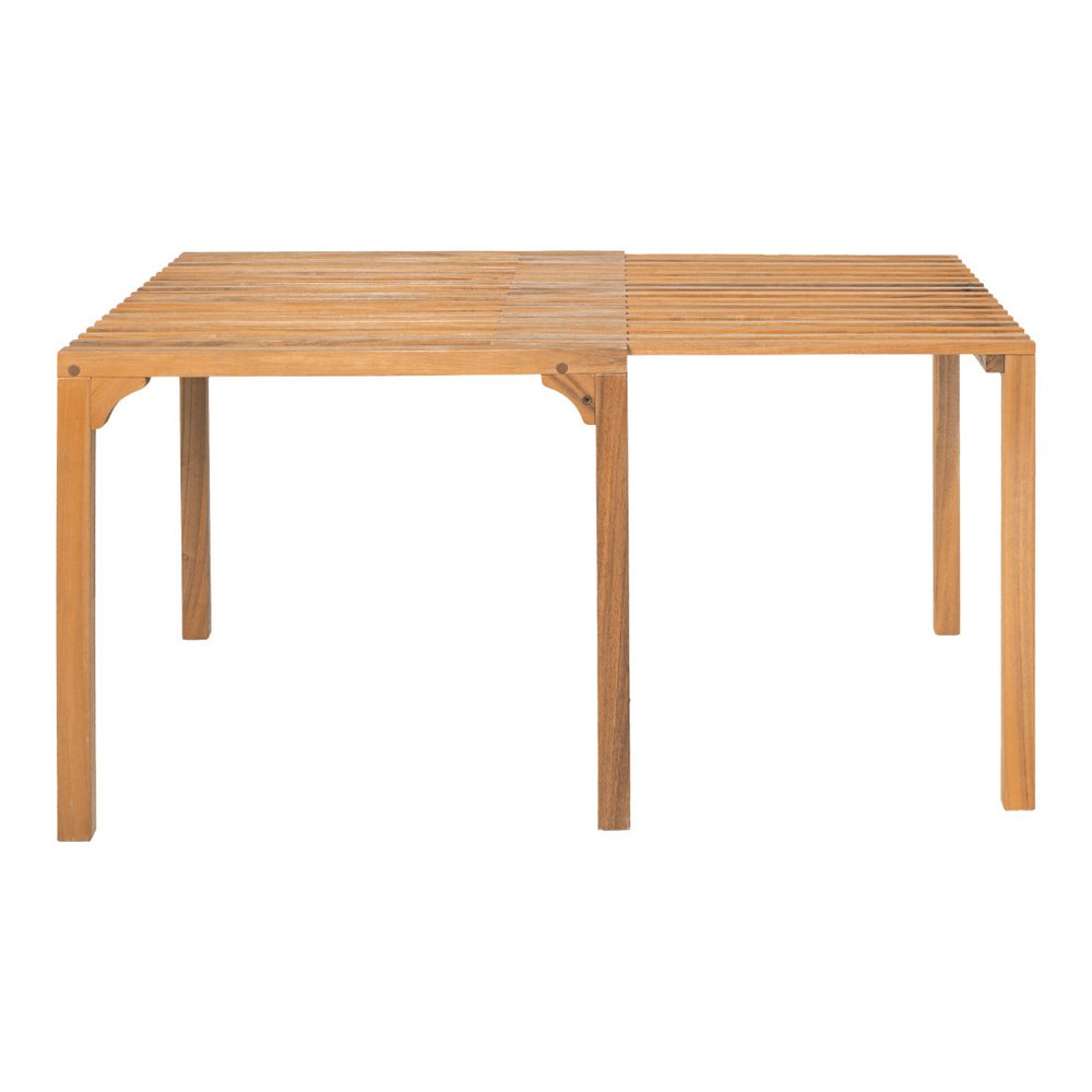 60" Natural Solid Wood Extendable Outdoor Dining Table