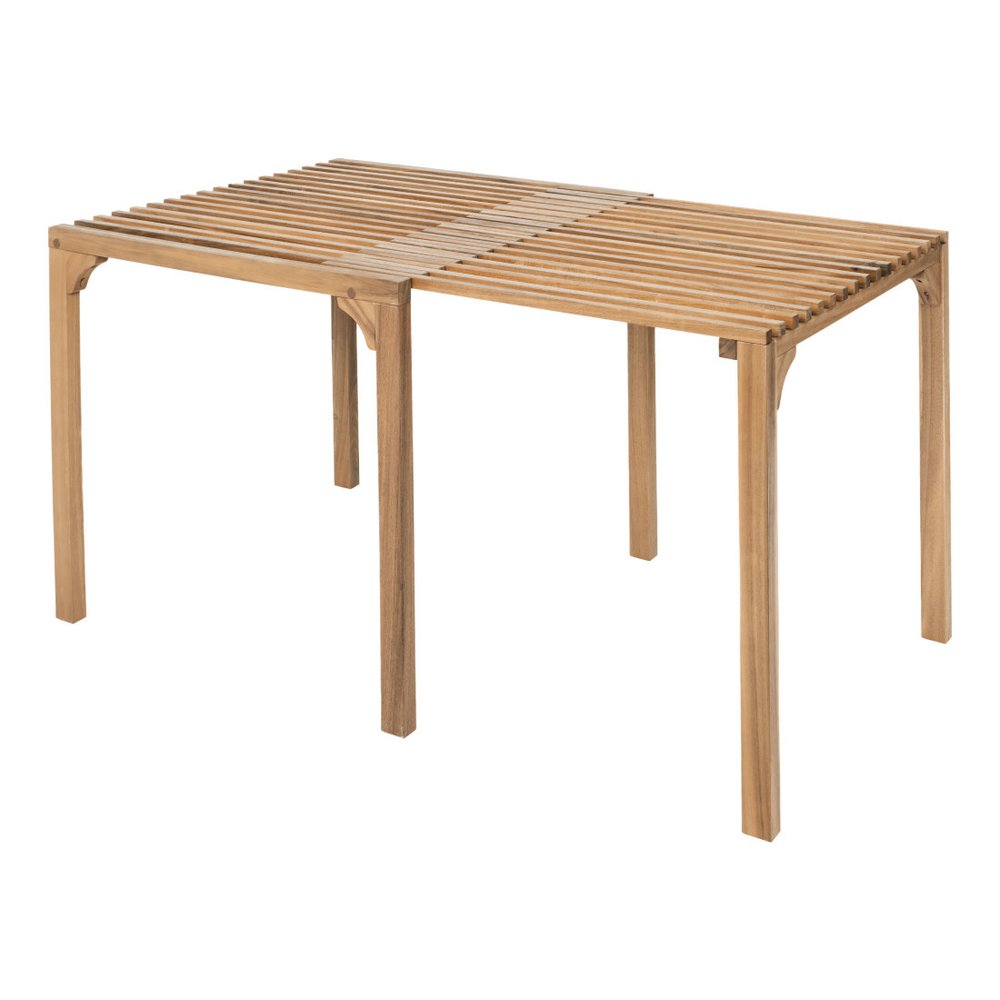 60" Natural Solid Wood Extendable Outdoor Dining Table