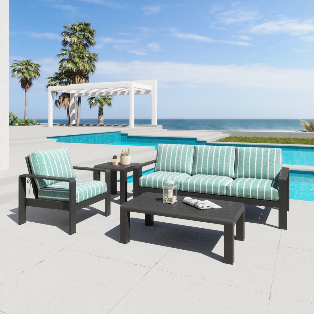 48" Black Aluminum Outdoor Coffee Table