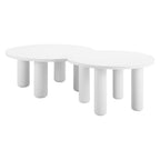 34" White Rounded Aluminum Outdoor Coffee Table