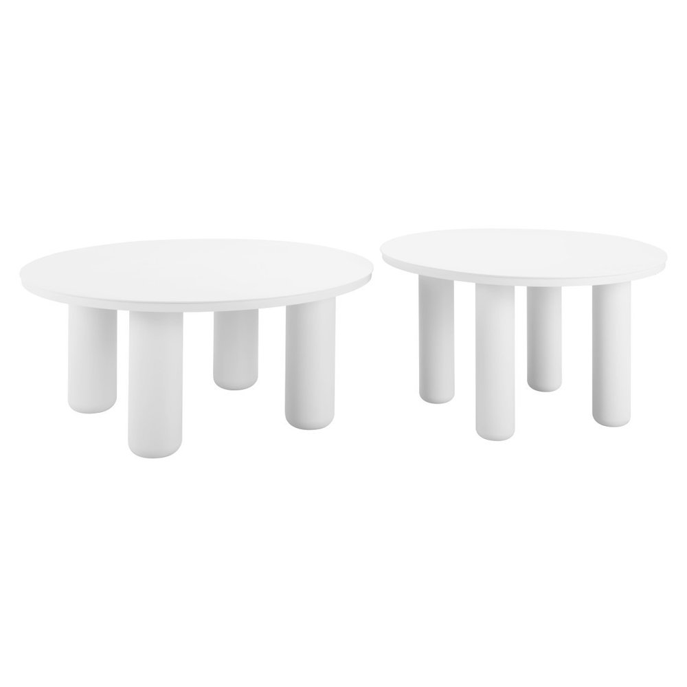 34" White Rounded Aluminum Outdoor Coffee Table