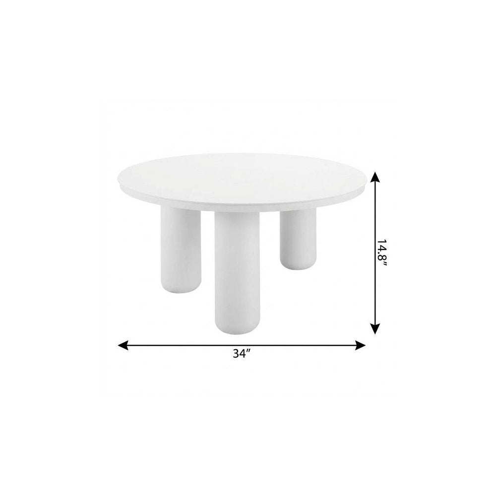 34" White Rounded Aluminum Outdoor Coffee Table