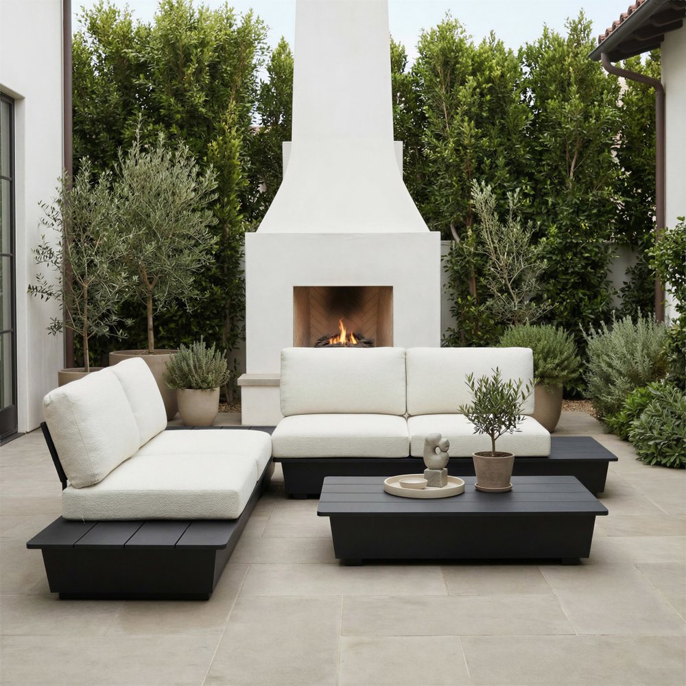 50" Black Aluminum Outdoor Coffee Table
