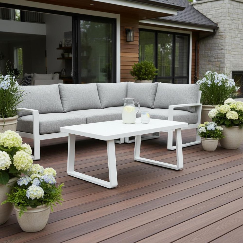 43" White Aluminum Outdoor Coffee Table