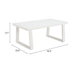 43" White Aluminum Outdoor Coffee Table