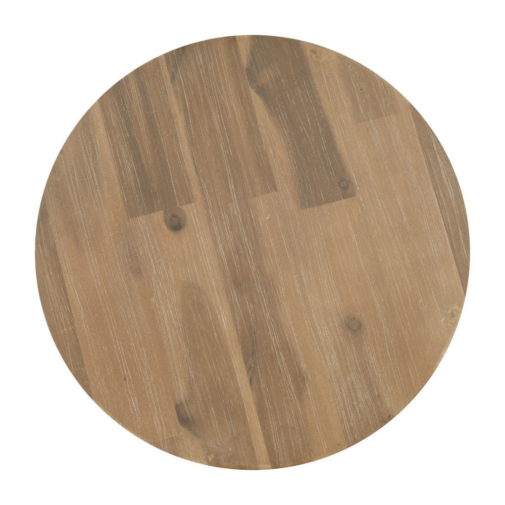 14" Natural Solid Wood Round Outdoor Side Table