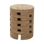14" Natural Solid Wood Round Outdoor Side Table