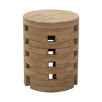14" Natural Solid Wood Round Outdoor Side Table