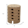 14" Natural Solid Wood Round Outdoor Side Table