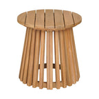 16" Natural Solid Wood Round Outdoor Side Table