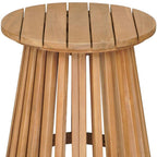 16" Natural Solid Wood Round Outdoor Side Table