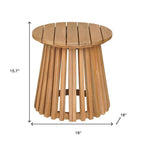 16" Natural Solid Wood Round Outdoor Side Table