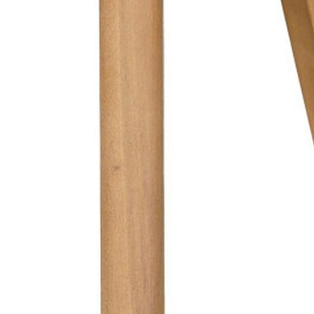 16" Beige and Natural Stone and Solid Wood Round Outdoor Side Table