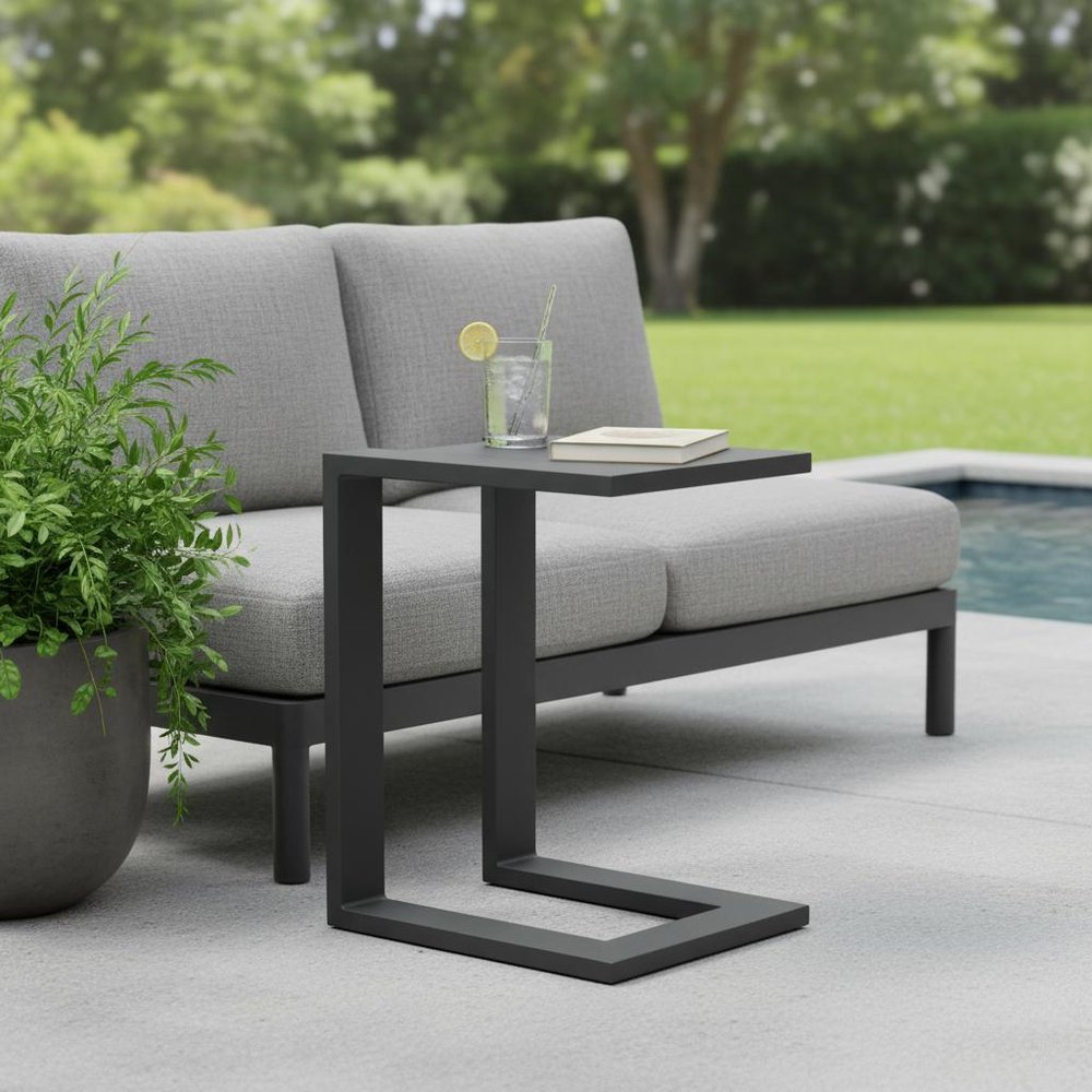 18" Black Aluminum Outdoor Side Table