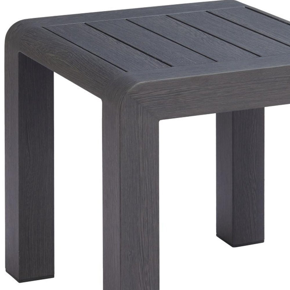 23" Black Aluminum Square Outdoor Side Table