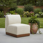 24" Beige Aluminum Outdoor Accent Chair