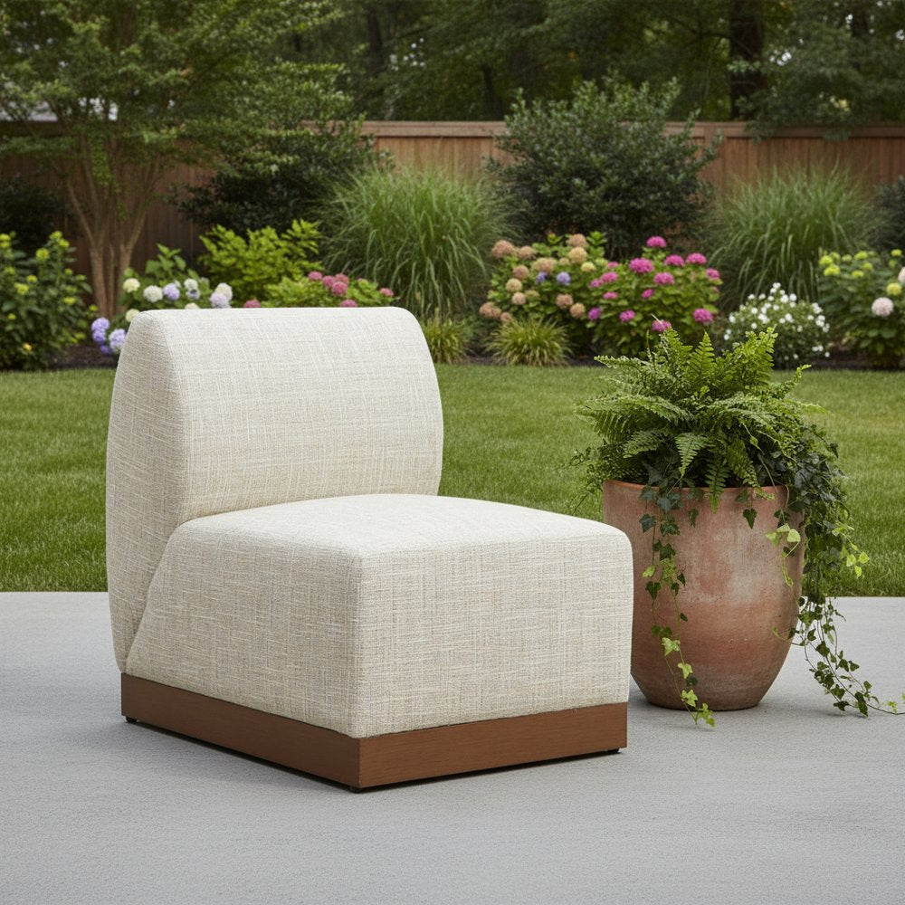 24" Beige Aluminum Outdoor Accent Chair