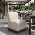 24" Beige Aluminum Outdoor Accent Chair