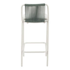 Set of Two White and Green Woven Back And Aluminum Counter Height Bar Chairs