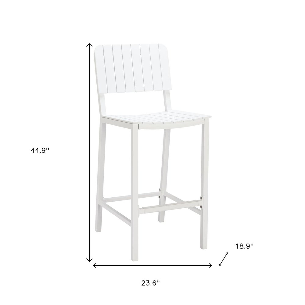 30" White Aluminum Outdoor Bar Height Chair