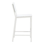 30" White Aluminum Outdoor Bar Height Chair