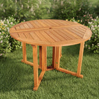 47" Brown Rounded Solid Wood Folding Outdoor Dining Table with Umbrella Hole
