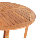 47" Brown Rounded Solid Wood Folding Outdoor Dining Table with Umbrella Hole