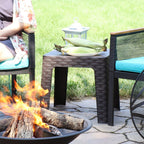 19" Brown Square Plastic Outdoor Side Table