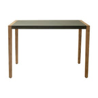 56" Gray And Natural Faux Concrete And Solid Wood Outdoor Bar Table