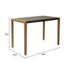 56" Gray And Natural Faux Concrete And Solid Wood Outdoor Bar Table