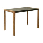 56" Gray And Natural Faux Concrete And Solid Wood Outdoor Bar Table