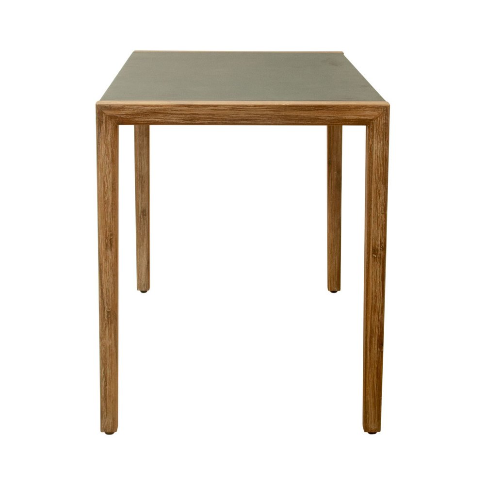 56" Gray And Natural Faux Concrete And Solid Wood Outdoor Bar Table