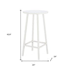 24" White Aluminum Slat Rounded Outdoor Bar Table
