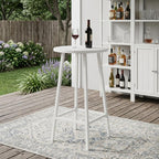24" White Aluminum Slat Rounded Outdoor Bar Table
